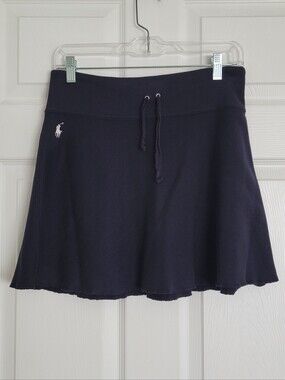 Polo Ralph Lauren Fleece Drawstring A-line Mini Skirt In Dark Navy